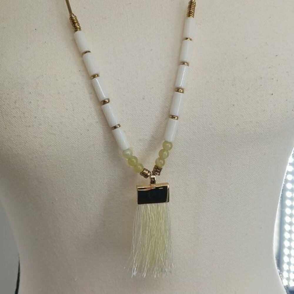 A New Day Womens Necklace Long Beaded Gold Tone Pendant Tassel Boho Style - Picture 3 of 4